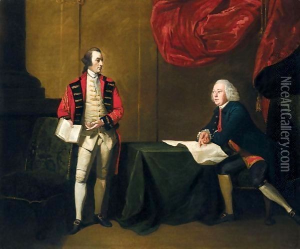 Portrait Of Two Gentlemen Oil Painting - Benjamin Wilson