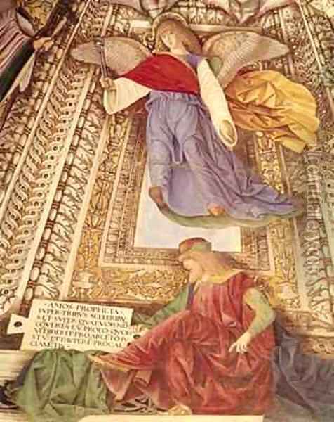 Amos and the Angel holding the pincers of the Passion from the Sacristry of St Mark Oil Painting - Melozzo da Forli