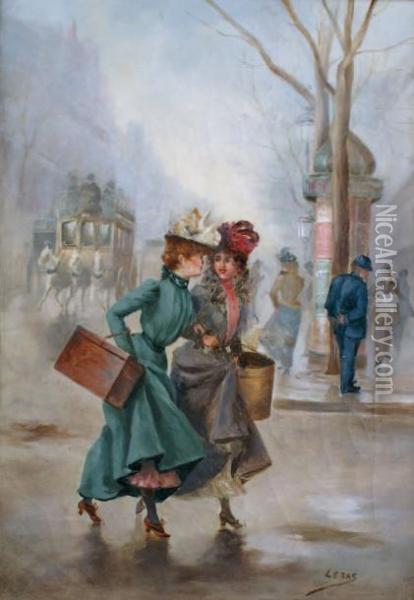 Elegante Sur Le Boulevard Oil Painting - Leonie Lebas