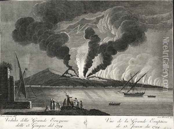 View of the big eruption, 15th June 1794 Oil Painting - Francesco Catozzi