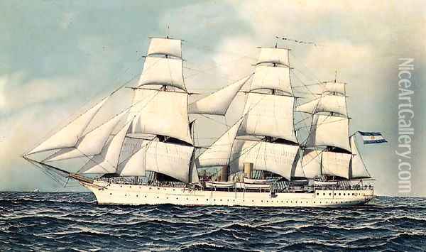 A Ship's Portrait 1903 Oil Painting - Antonio Jacobsen
