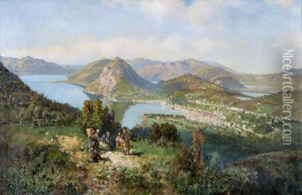 Monte Bre Mit Lugano Oil Painting - Ambrogio Preda