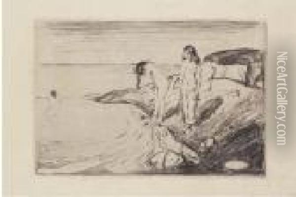 Badende Frauen (sch. 14; W. 18) Oil Painting - Edvard Munch