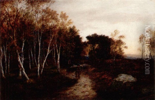 The Birch Wood, Autumn Evening Oil Painting - William Beattie Brown