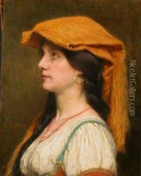 Woman In Profile Oil Painting - Jules Joseph Lefebvre