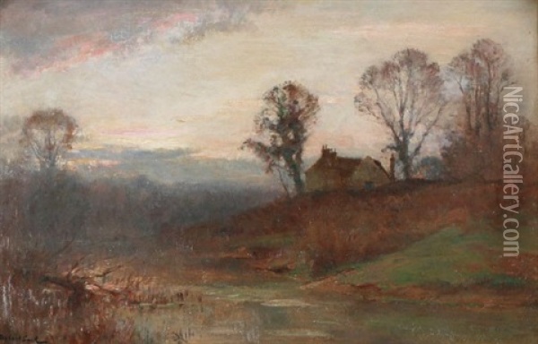Misty Morning View Oil Painting - James Herbert Snell