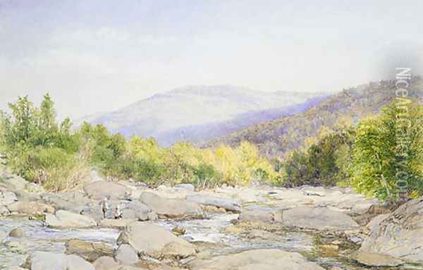 Landscape: View on Catskill Creek Oil Painting - John William Hill
