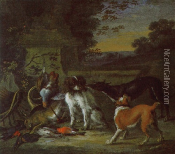 Jagdbeute Von Hunden Bewacht Oil Painting - Adriaen de Gryef