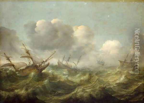 Stormy Sea Oil Painting - Adam Willaerts