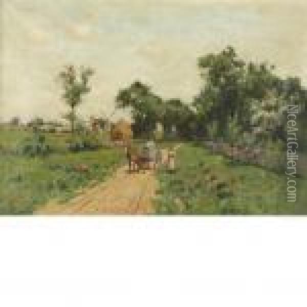 Along Egypt Lane, East Hampton Oil Painting - Bruce Crane