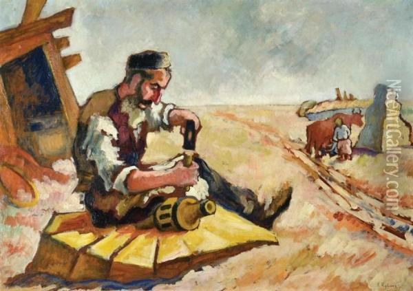 Workers In A Field Oil Painting - Issachar ber Ryback
