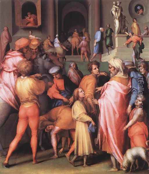 Joseph Being Sold to Potiphar 1515-18 Oil Painting - (Jacopo Carucci) Pontormo
