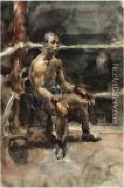 A Boxer ('battling Sicki') Oil Painting - Isaac Israels