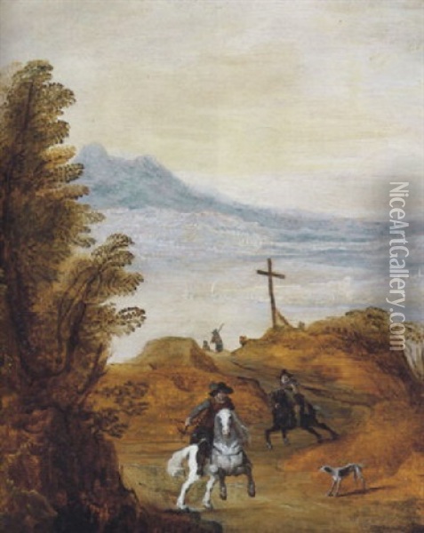 Weite Landschaft Mit Reitern Oil Painting - Joos de Momper the Younger
