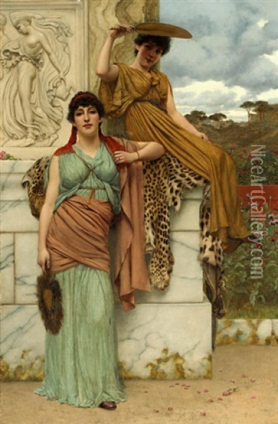 Waiting For The Procession Oil Painting - John William Godward