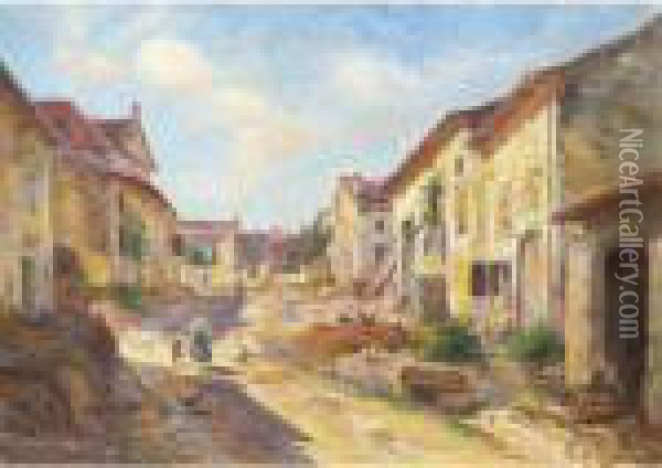 Rue De Village En Lorraine Oil Painting - Edmond Marie Petitjean