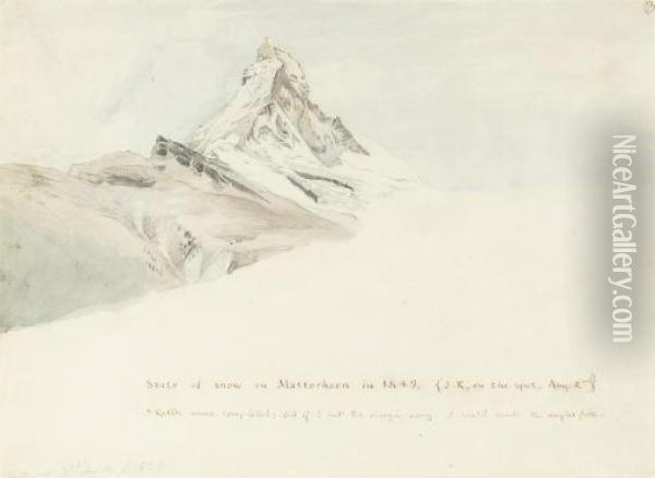 The Matterhorn, Switzerland, 
From The North-east; An Illustration To 'modern Painters', Vol. 4 Oil Painting - John Ruskin