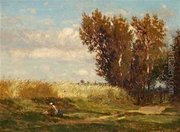 Le Sentier Dans La Campagne Oil Painting - Emile Charles Lambinet