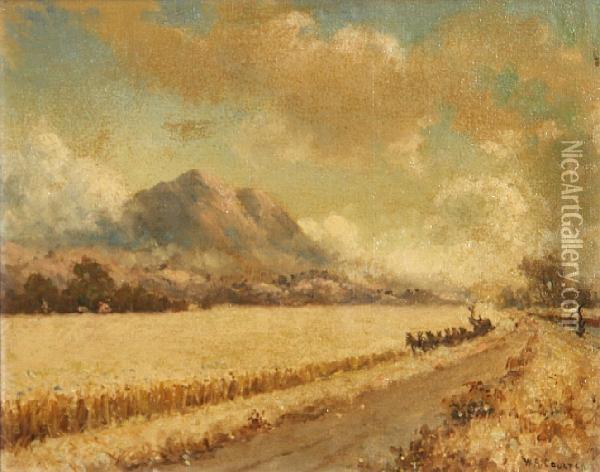 Mowing The Wheat Oil Painting - William Alexander Coulter
