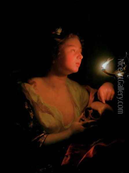 Mary Magdalene Grieving Oil Painting - Godfried Schalcken