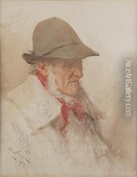 An Old Shepherd Oil Painting - Henry Wright Kerr