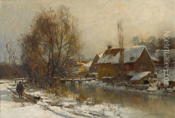 Winterliche Dorflandschaft Oil Painting - Karl Adam Heinisch