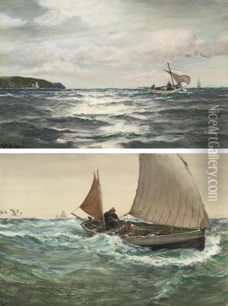 Wind Abeam; And The Longboat Oil Painting - Charles Napier Hemy