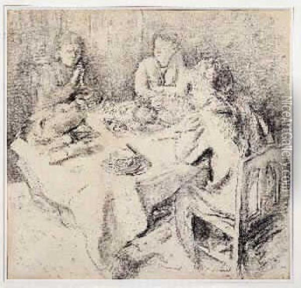 Dejeuner Chez Vuillard,1915 Oil Painting - Jean-Edouard Vuillard