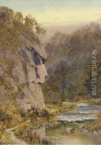 The Great Stone Face, Dovedale, Derbyshire Oil Painting - Isaac Cooke