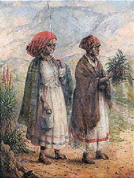 Two African Woman Oil Painting - Frederick Timpson I'Ons