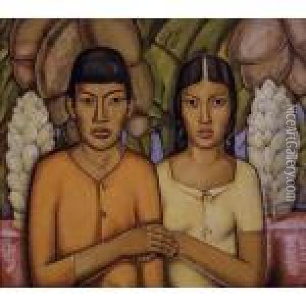 Casamiento Indio Oil Painting - Alfredo Ramos Martinez