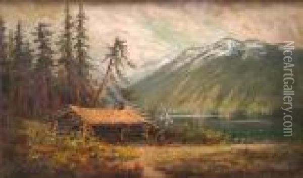 Artists' Shack, Lost Lake, Oregon Oil Painting - James Everett Stuart
