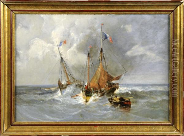 Marine Par Gros Temps Oil Painting - Paul Ch. Emmanuel Gallard-Lepinay