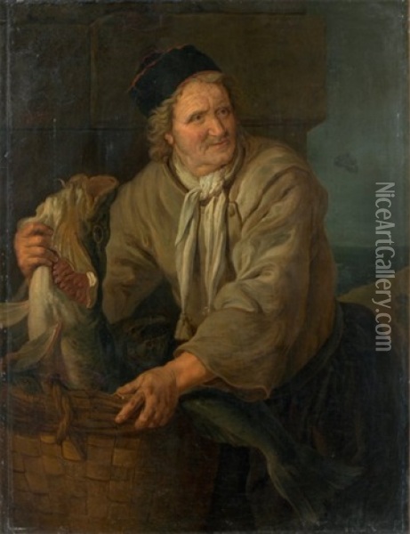 Le Marchand De Poissons Oil Painting - Willem Van Odekerken