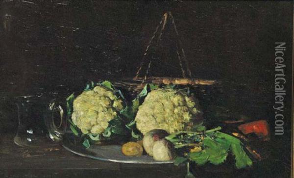 Vegetables 1925 Oil Painting - Arthur Ernest Streeton