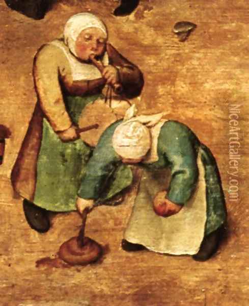 Children's Games (detail) 1559-60 12 Oil Painting - Jan The Elder Brueghel