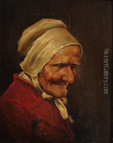 Portrait D'homme A La Pipe (+ Portrait De Femme Au Bonnet; Pair) Oil Painting - Roman Arregui