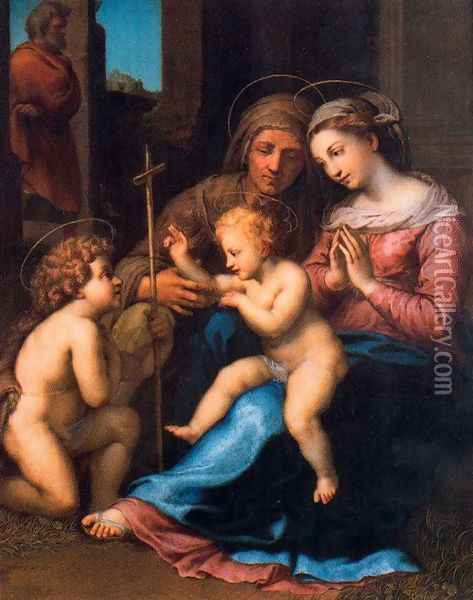 Madonna of Divine Love (copy from Rafaello) Oil Painting - Anton Raphael Mengs