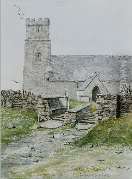 Tintagel Church Oil Painting - Alfred Ellis