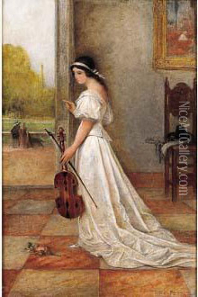 La Violoniste Oil Painting - Lionel Noel Royer