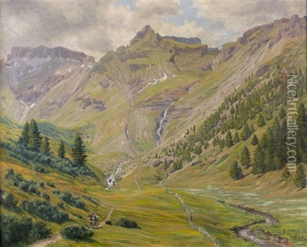 Engetal Bei Murren Oil Painting - Gottfried Herzig