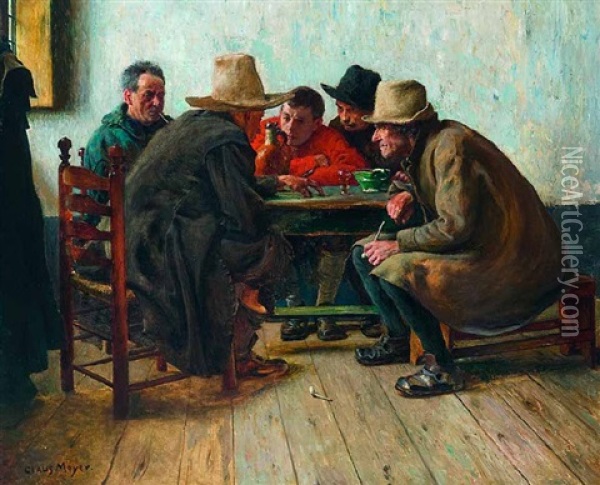 Bauern In Der Stube Oil Painting - Claus Meyer