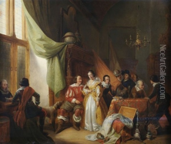 Interior Scene Oil Painting - Jan Hendrik van de Laar