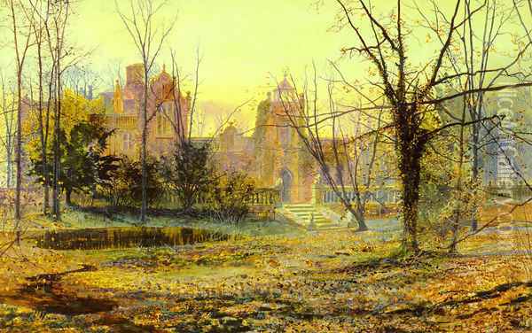 Evening, Knostrop Old Hall Oil Painting - John Atkinson Grimshaw