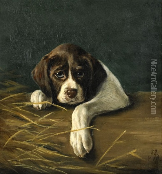 Hundportratt Oil Painting - Johan-Gustaf von Holst