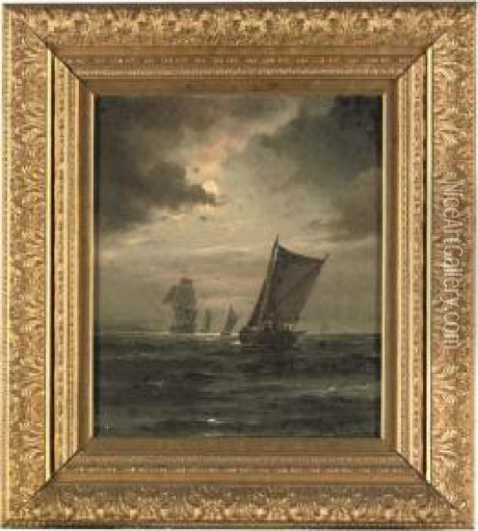 A Sailing Boat In A Gathering Storm Oil Painting - Vilhelm Bille
