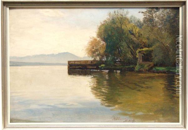 Uferlandschaft Oil Painting - Albert Flamm