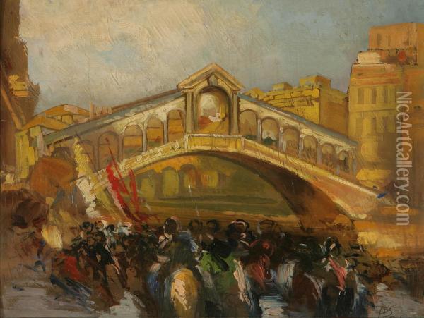 Ponte Rialto Oil Painting - Angelo Beccaria