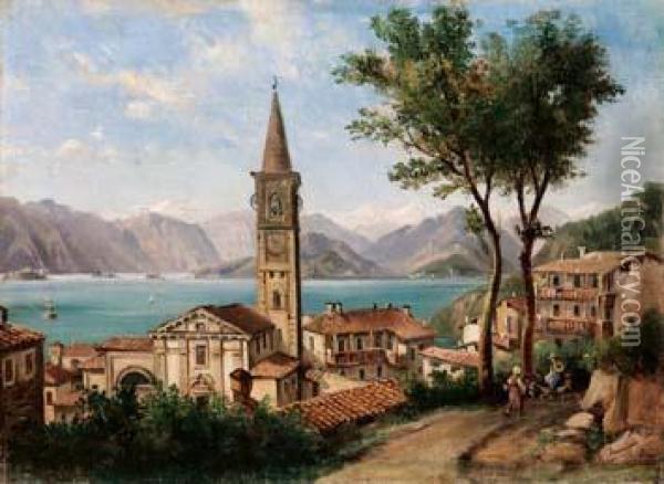 Laveno, Lago Maggiore Oil Painting - Ambrogio Fermini