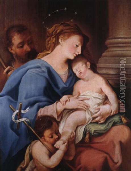 Die Heilige Familie Oil Painting - Johann Georg Bergmuller